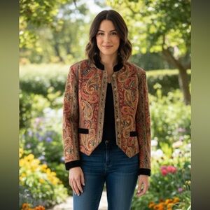 Vintage Wraps Collection Tapestry Blazer XL Equestrian English Country Paisley